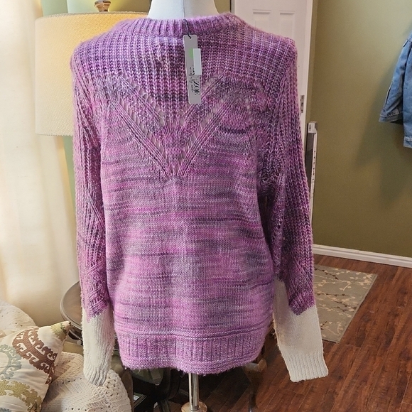 NWT Nic+Zoe Purple and Cream Knit Sweater-Size M​​​​ - Picture 5 of 5